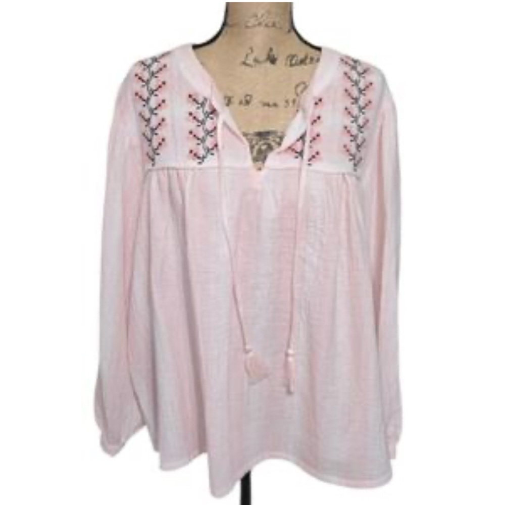 CALYPSO ST BART BOHEMIAN‎ TASSEL EMBROIDERED BLOUSE SIZE 3X NWOT